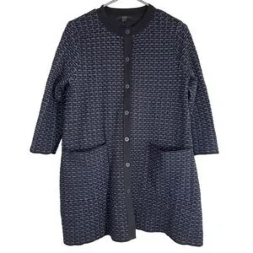 COS Cardigan long button front textured trapeze  patch pockets long sleeves